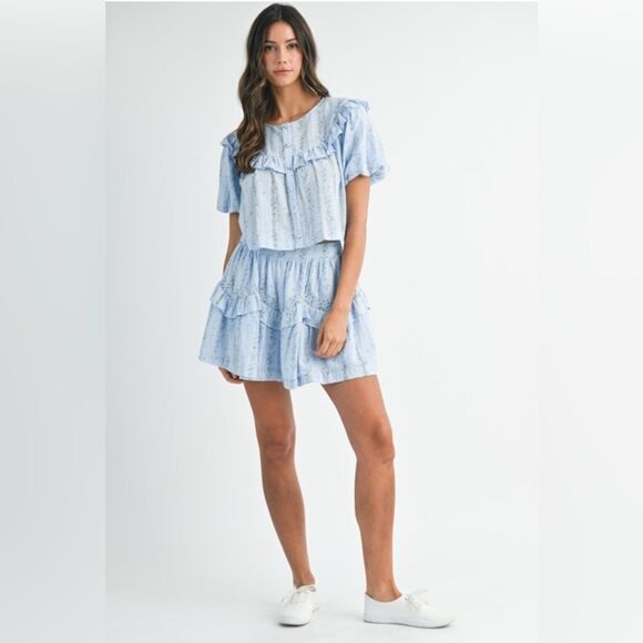 Light Blue Ruffled Two-Piece Set - Picture 13 of 16